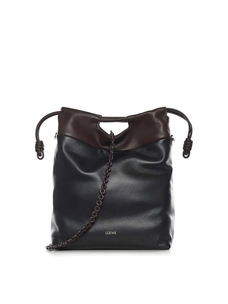 Borsa tote in nappa per flamenco Nero