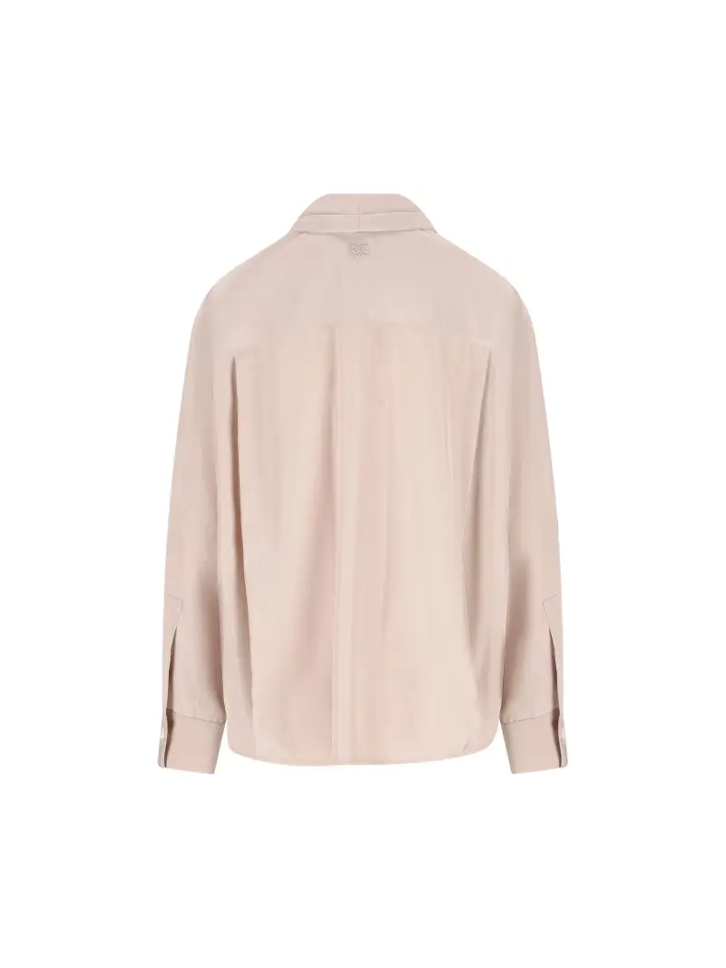 Camicia Drappeggiata In Seta ROSA miniatura 2