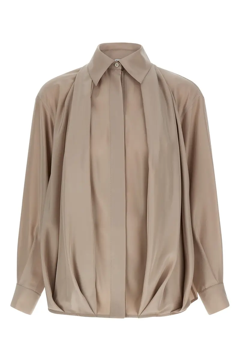 Camicia Drappeggio Seta Rosa