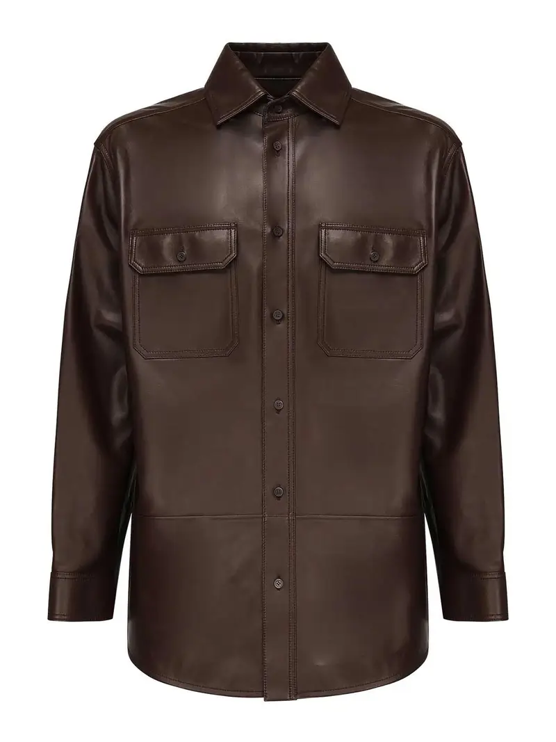 Camicia in nappa di agnello Marrone