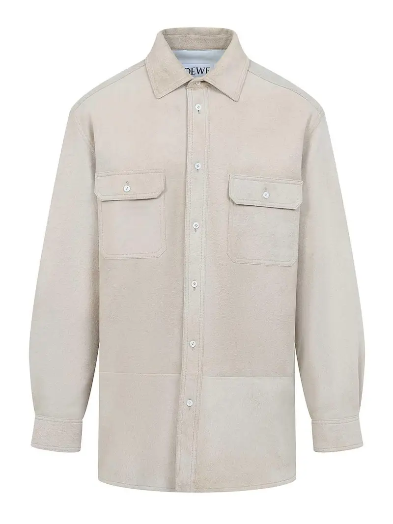 Camicia in pelle di agnello Bianco