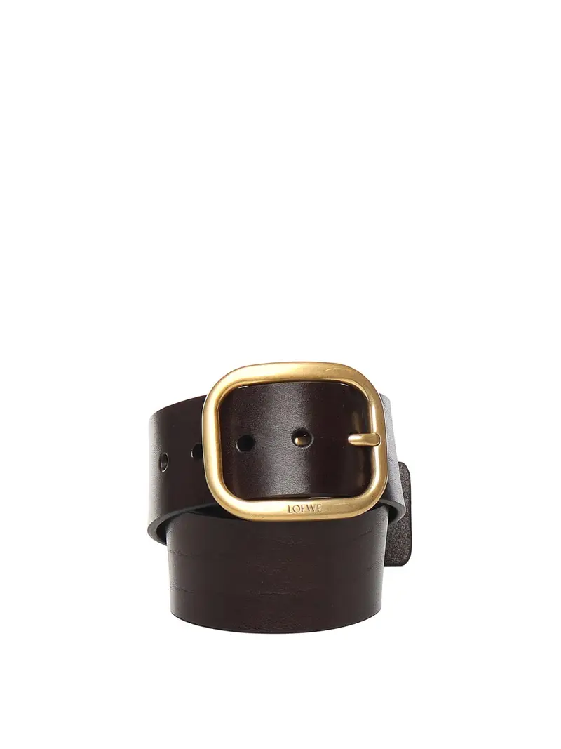 Cintura in morbida pelle arrotondata Marrone Scuro