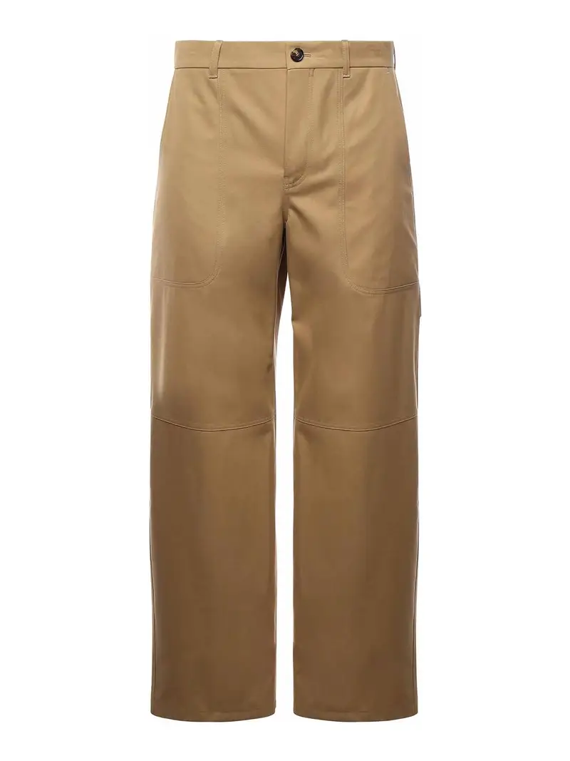 Pantaloni cargo di cotone e seta Beige