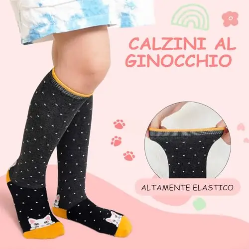 LOFIR Calzini Ginocchio Bambina Ragazze: Calze Lunghe Senza Cuciture in Cotone per Bimba - Calzettoni Gambaletto miniatura 3