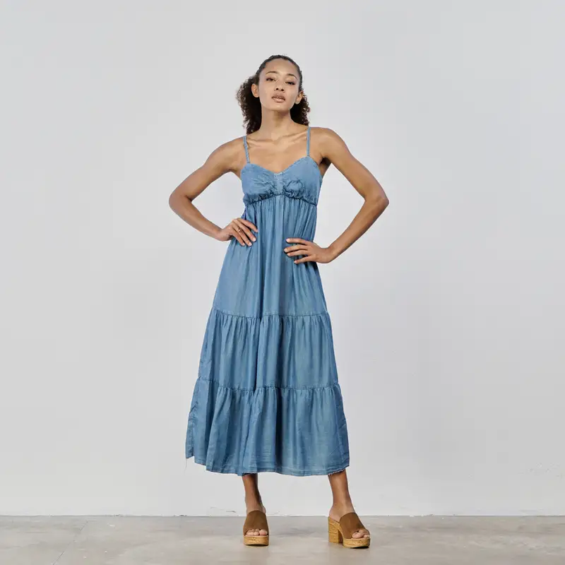 Abito midi azzurro in denim