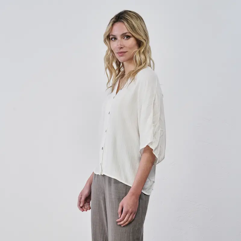 Camicia bianca da donna con righe in lurex