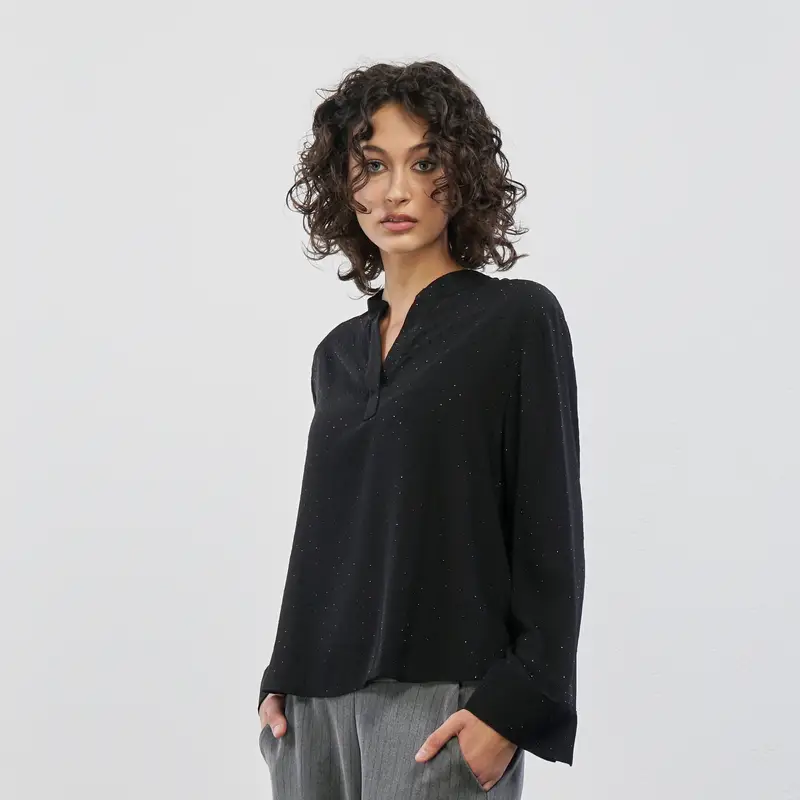 Camicia nera con strass