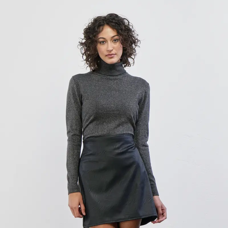 Dolcevita grigia in tessuto glitterato