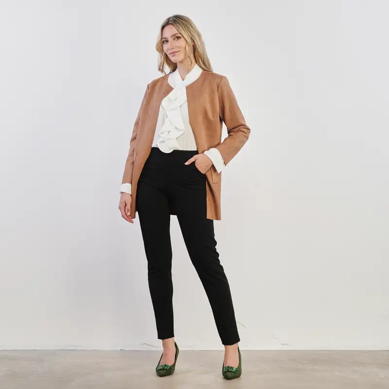 Giacca leggera marrone effetto suede