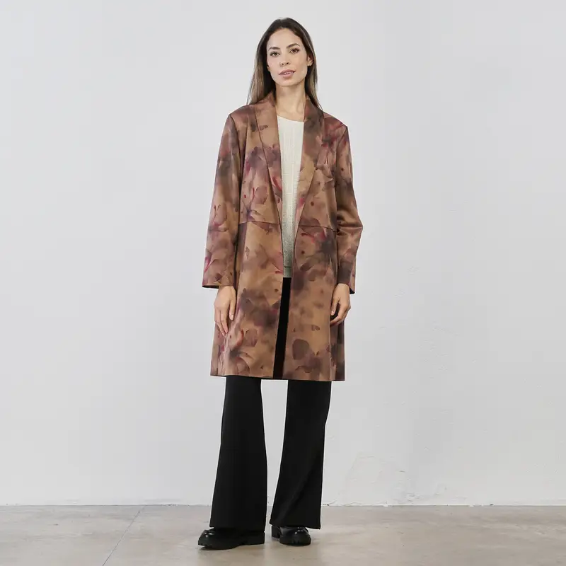 Giacca leggera marrone in fantasia floreale