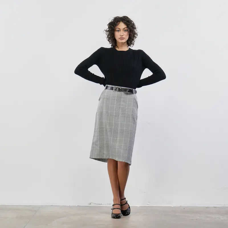 Gonna midi grigia fantasia ckeck