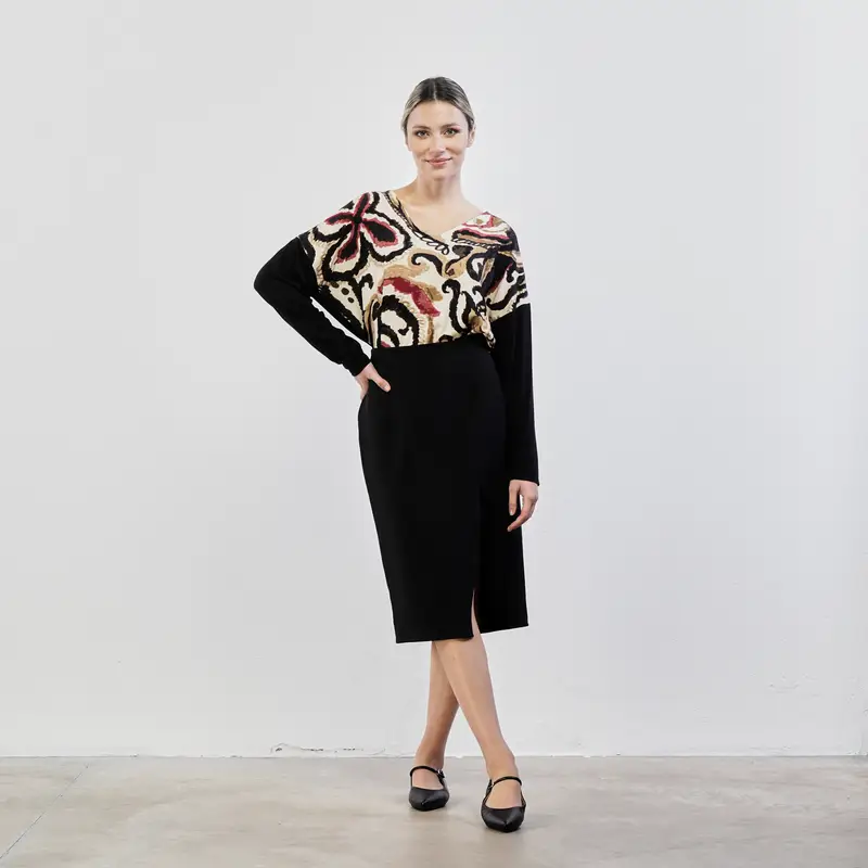 Gonna midi nera con spacco