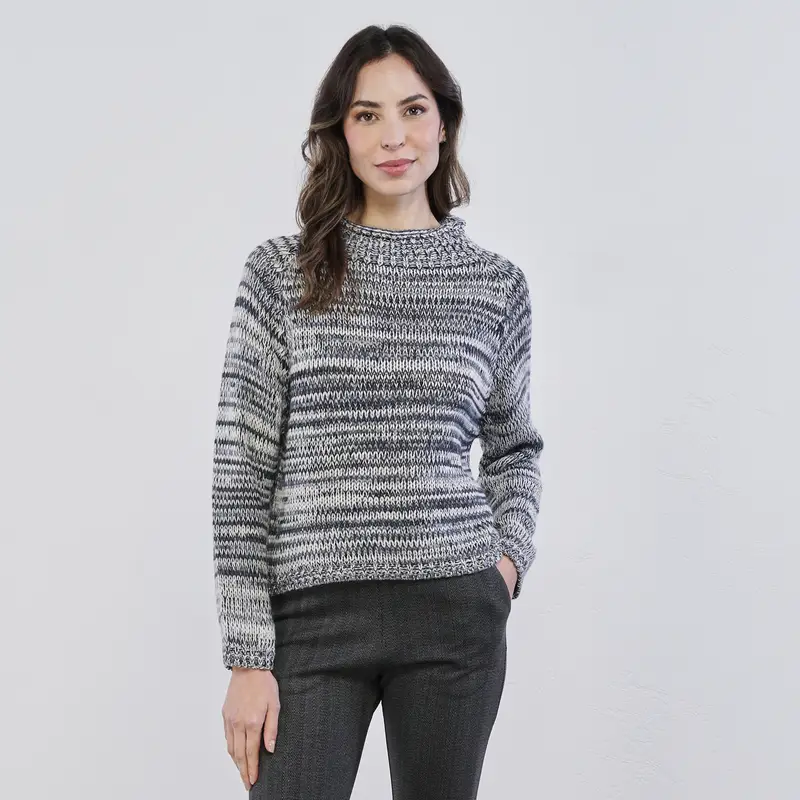 Maglioncino blu e grigio da donna effetto melange