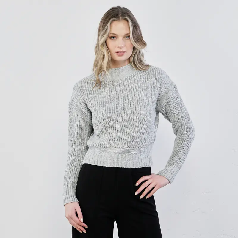 Maglioncino grigio corto in lurex