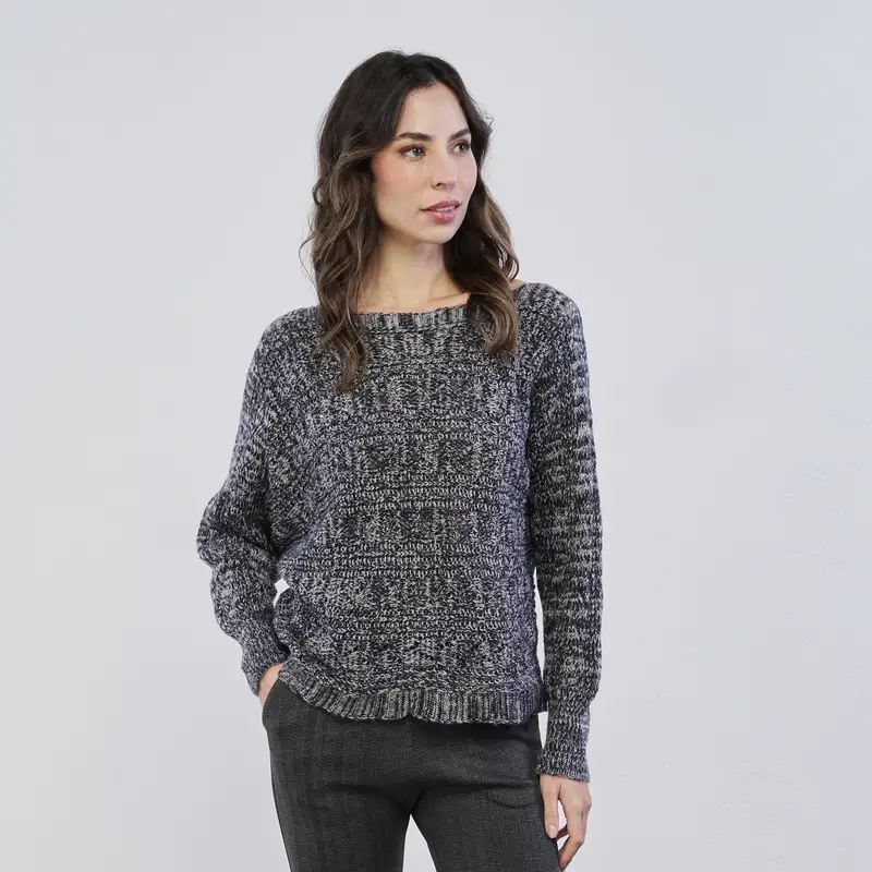 Maglioncino grigio da donna in tessuto melange