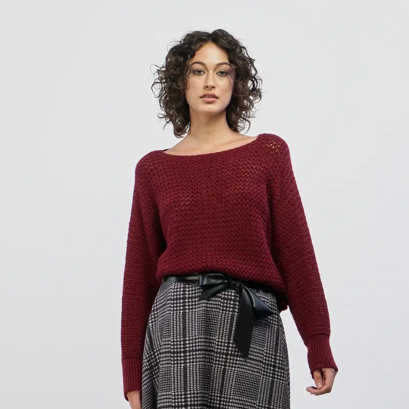 Lokita Maglione bordeaux traforato