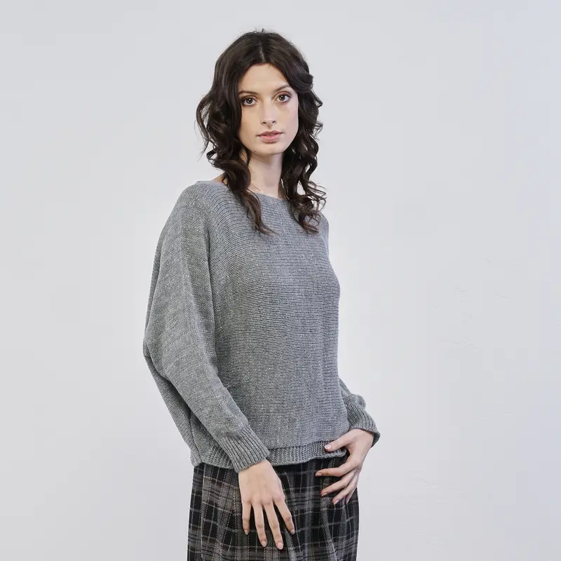 Maglione grigio da donna in tinta unita