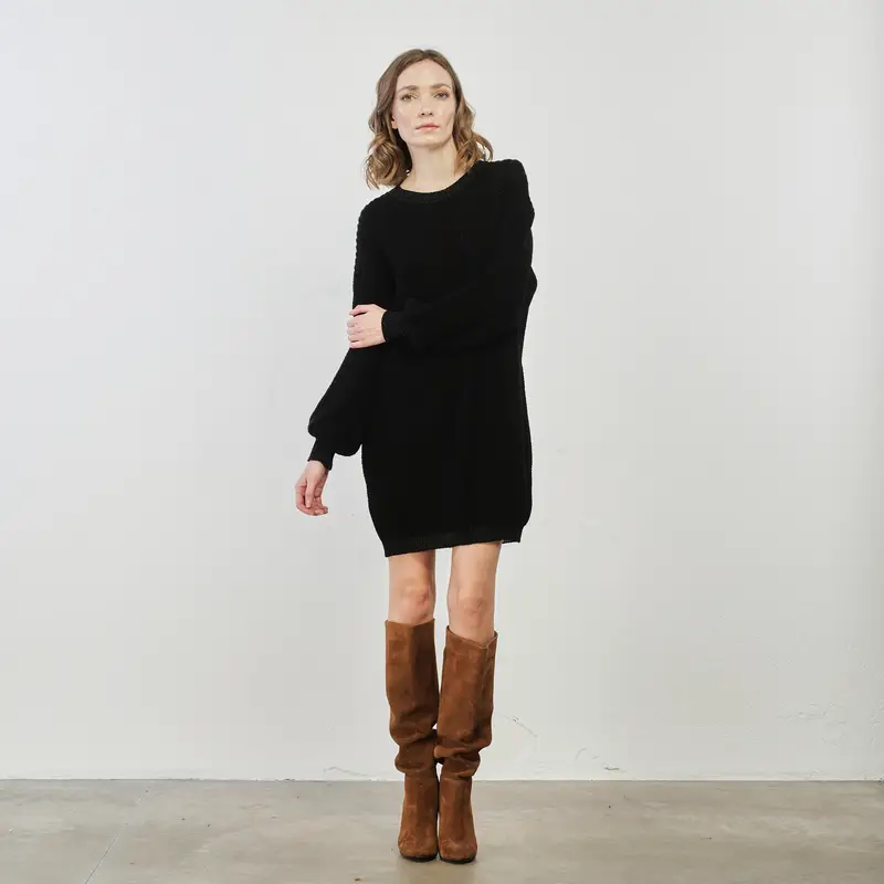 Vestito nero corto in maglia