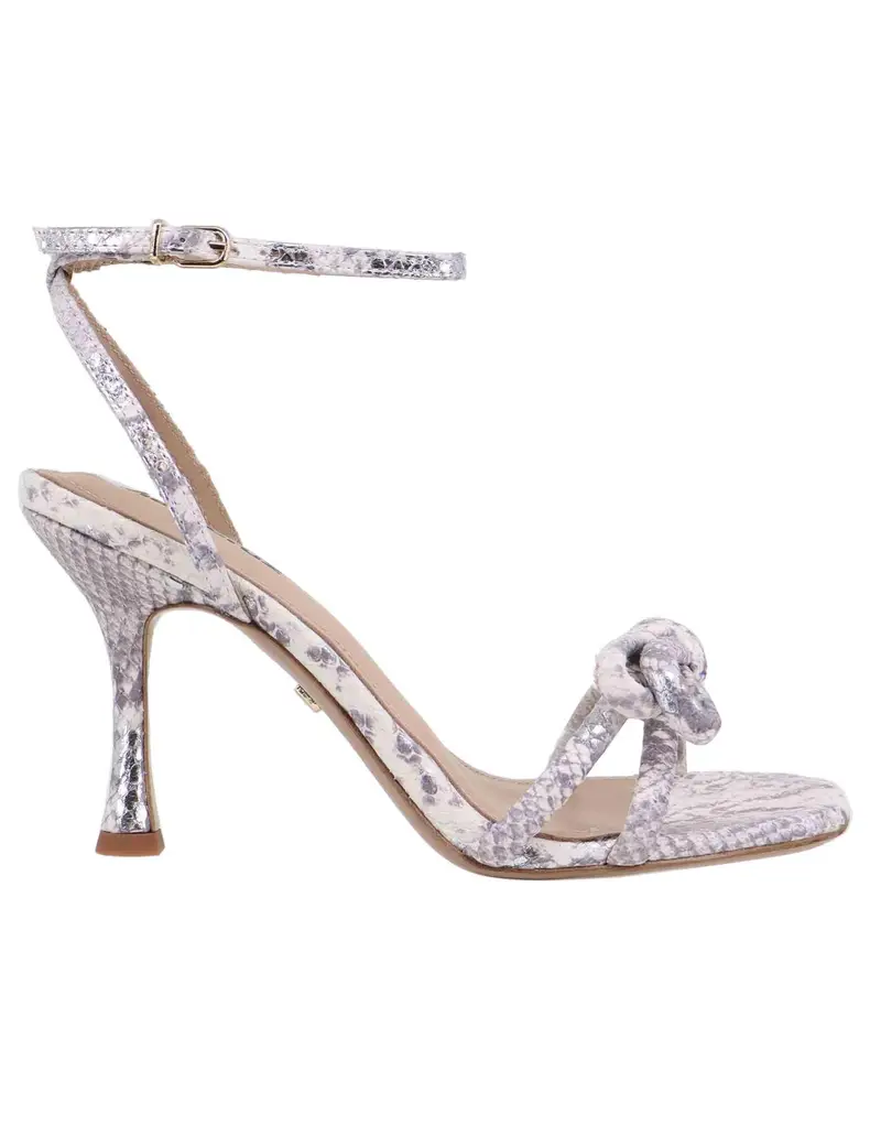 Lola Cruz Sandali donna Lisboa in pelle snake argento e cinturino alla caviglia Donna 249Z53BK 601