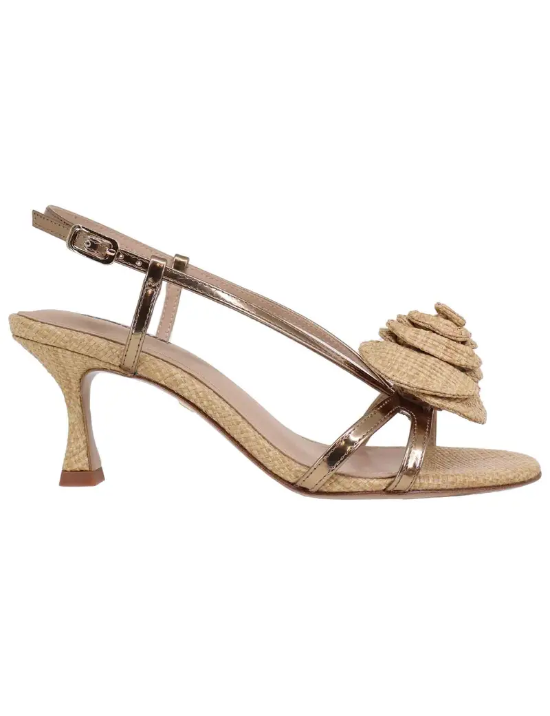 Lola Cruz Sandali slingback donna Rose in pelle oro con fiore Donna 039Z66BK 020