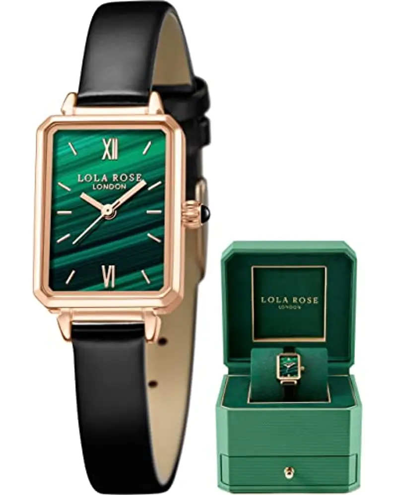Lola Rose Orologio Donna con Quadrante Malachite, Cassa Acciaio 316L & Cinturino Pelle - Design Sottile da Gioielleria