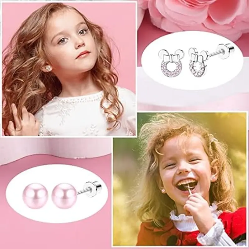 LOLIAS 8 Paia Orecchini Ipoallergenici per Donne Ragazze - Hoop, Fiore, Sfera, Cuore, CZ, Farfalla, Stud - Set in Acciaio Inox per Tragus e Cartilagine miniatura 2