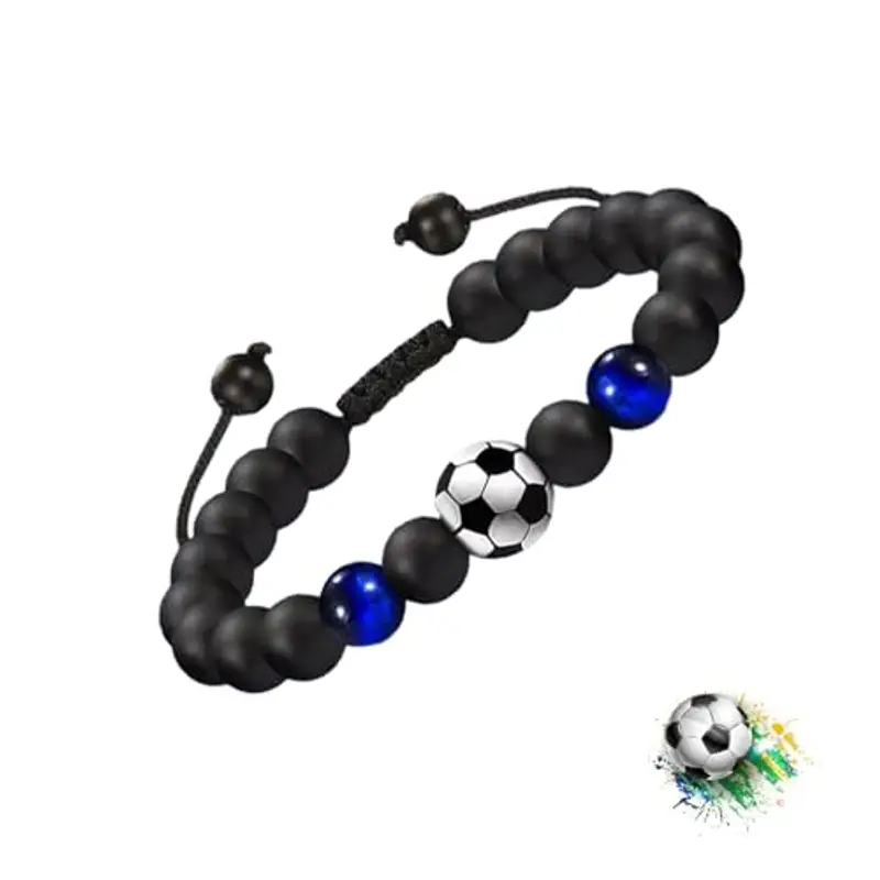 Lolileo Bracciale Calcio,Bracciale Uomo,Braccialetto Calcio Ragazzi E Ragazze Regalo,Bracciale Calcio Regolabile in Tessuto Calcio,Regalo Creativo per Ia Famiglia E Gli Amici(Blu)