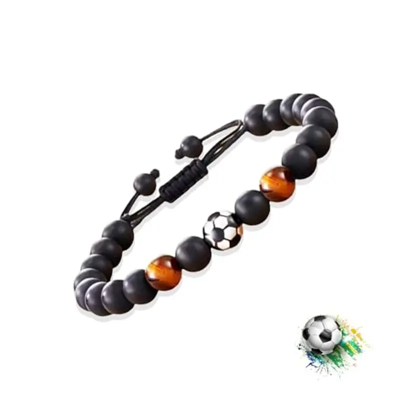 Lolileo Bracciale Calcio,Bracciale Uomo,Braccialetto Calcio Ragazzi E Ragazze Regalo,Bracciale Calcio Regolabile in Tessuto Calcio,Regalo Creativo per Ia Famiglia E Gli Amici(Giallo)