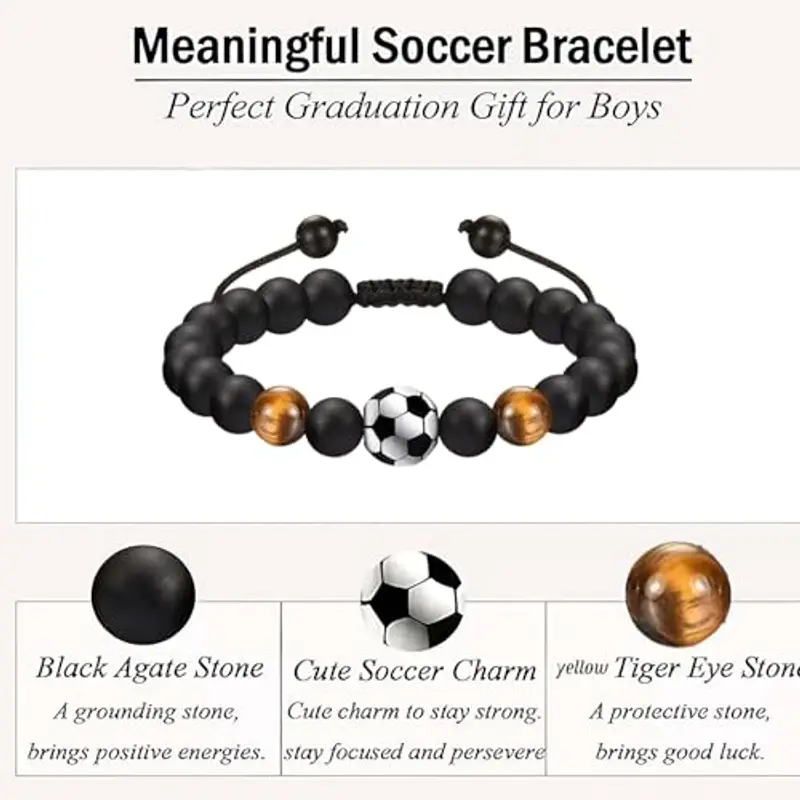 Lolileo Bracciale Calcio, Bracciale Uomo, Braccialetto Calcio Ragazzi E Ragazze Regalo, Bracciale Calcio Regolabile in Tessuto Calcio, Regalo Creativo per Ia Famiglia E Gli Amici(Giallo) miniatura 3