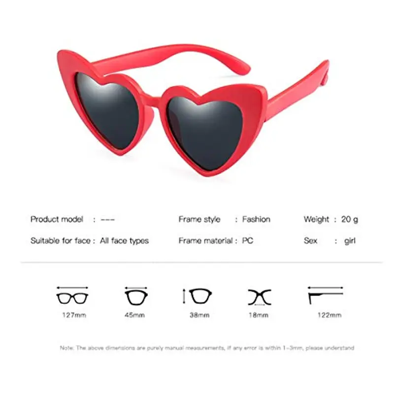 Long Keeper Occhiali da Sole Bambina Polarizzati Montatura Flessibile in Gomma con Custodia Rigida Occhiali a Cuore per miniatura 3