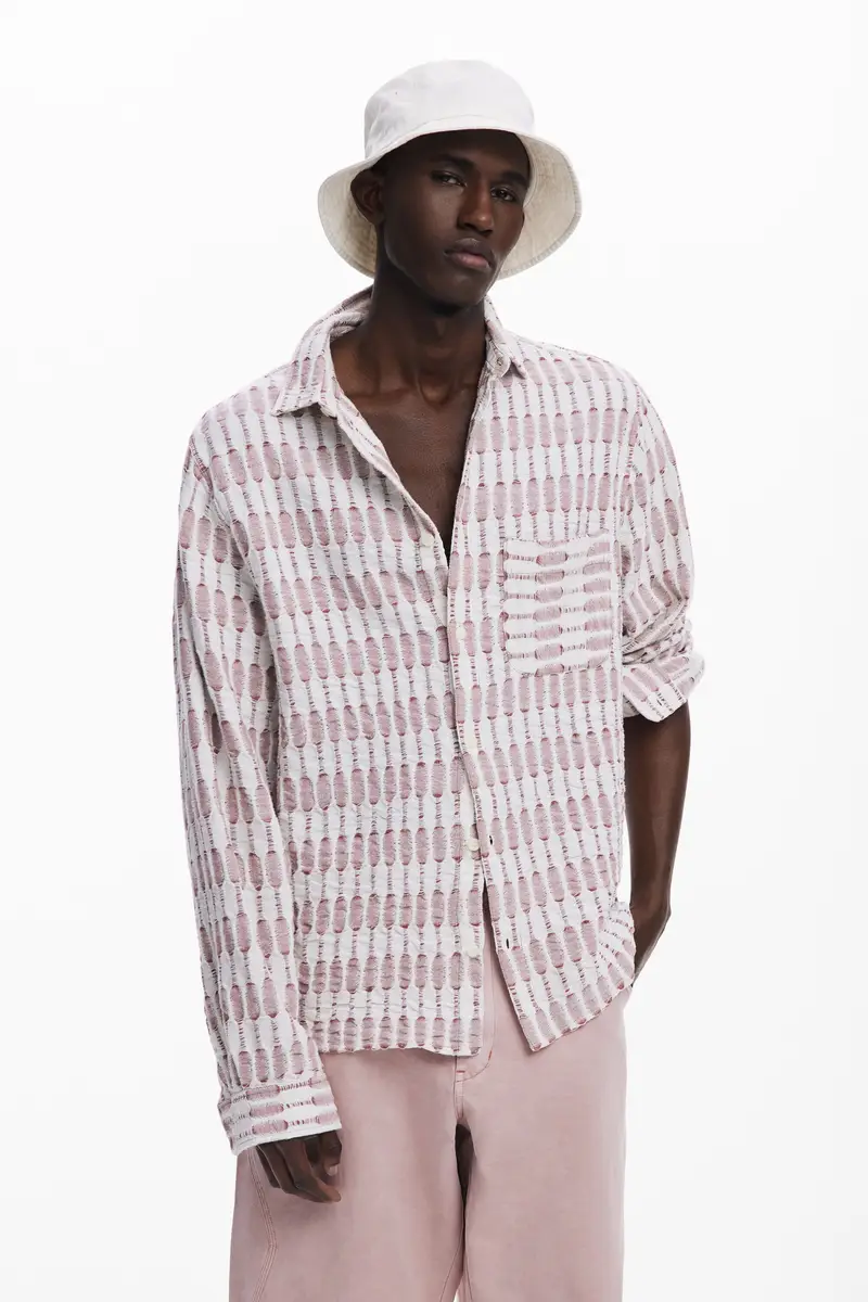 Long-sleeve openwork shirt