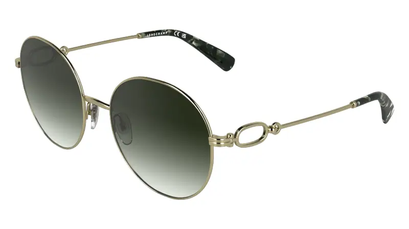 Donna LONGCHAMP LO188S 708 Occhiali da sole Metallo Oro Marrone Rotonda Normale