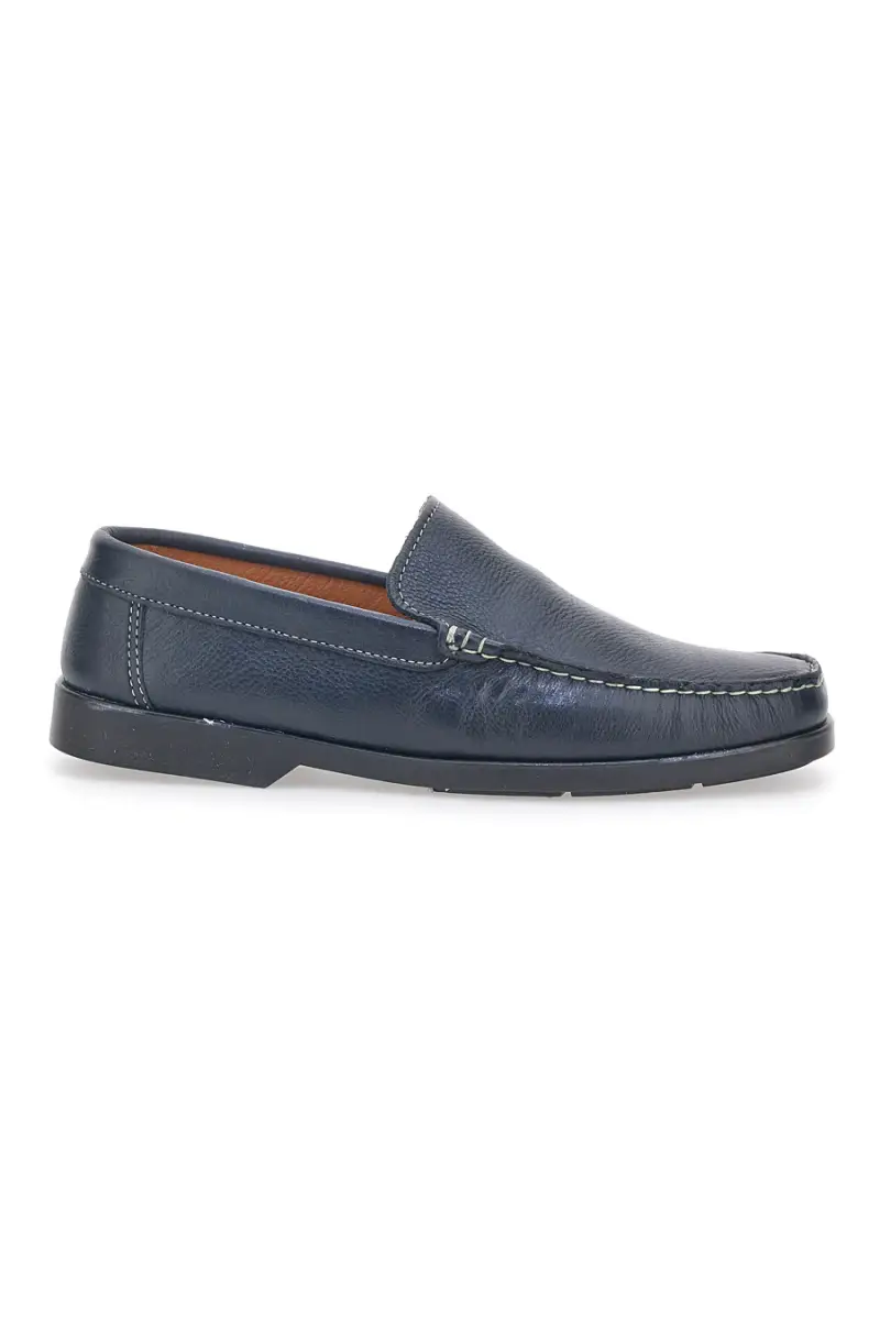Mocassini Blu Vera Pelle Longford 101 [BLUE]
