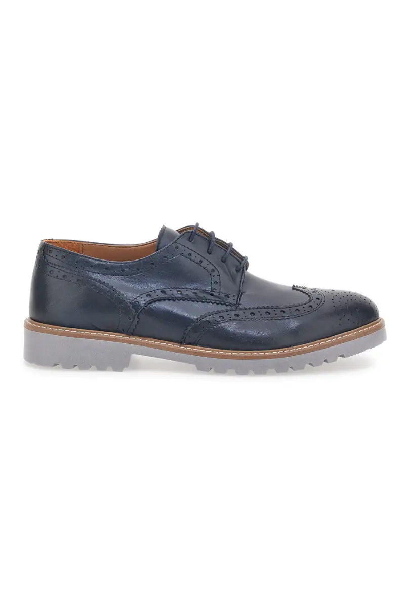 Scarpe Stringate Blu Vera Pelle Longford 596 [BLUE]