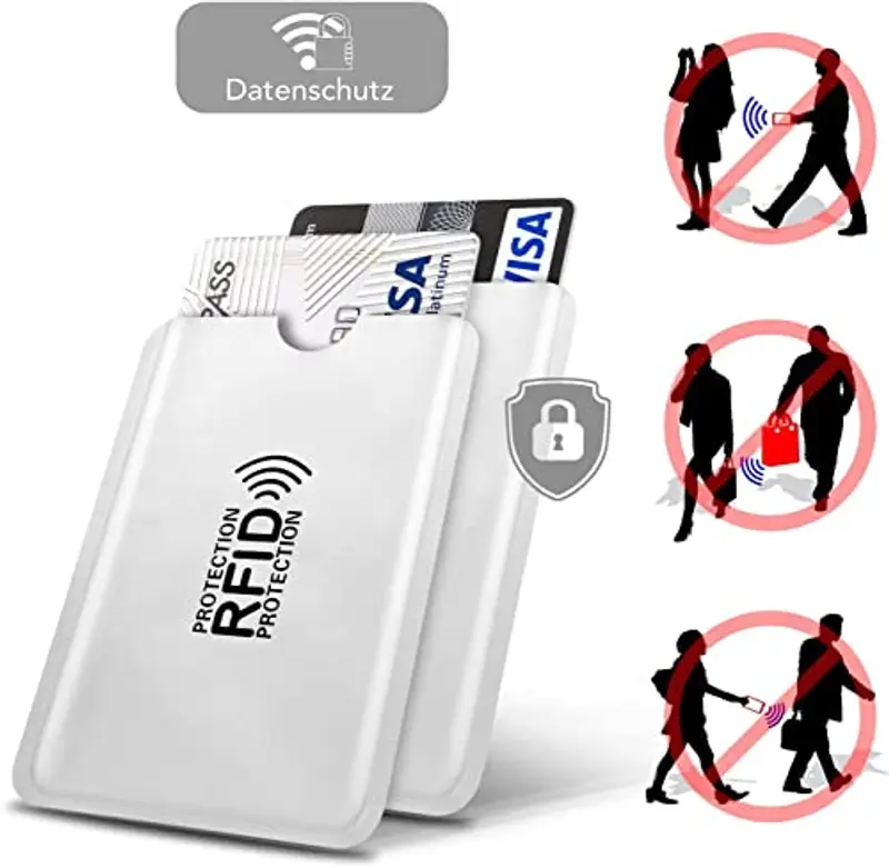 Lonnalee 10 Pezzi RFID Blocking Sleeve, Custodie Anti-RFID, Protezione Carte di Credito Contactless?Splendente miniatura 3
