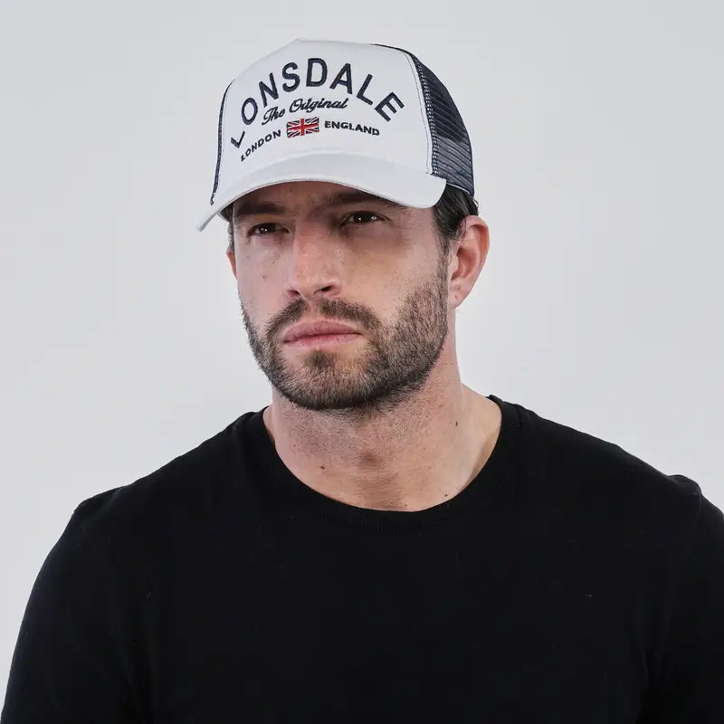 Cappellino bianco e blu da uomo con maxi logo