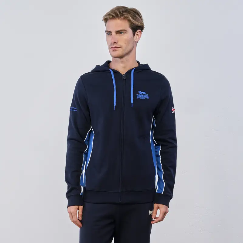 Felpa blu scuro da uomo con logo ricamato