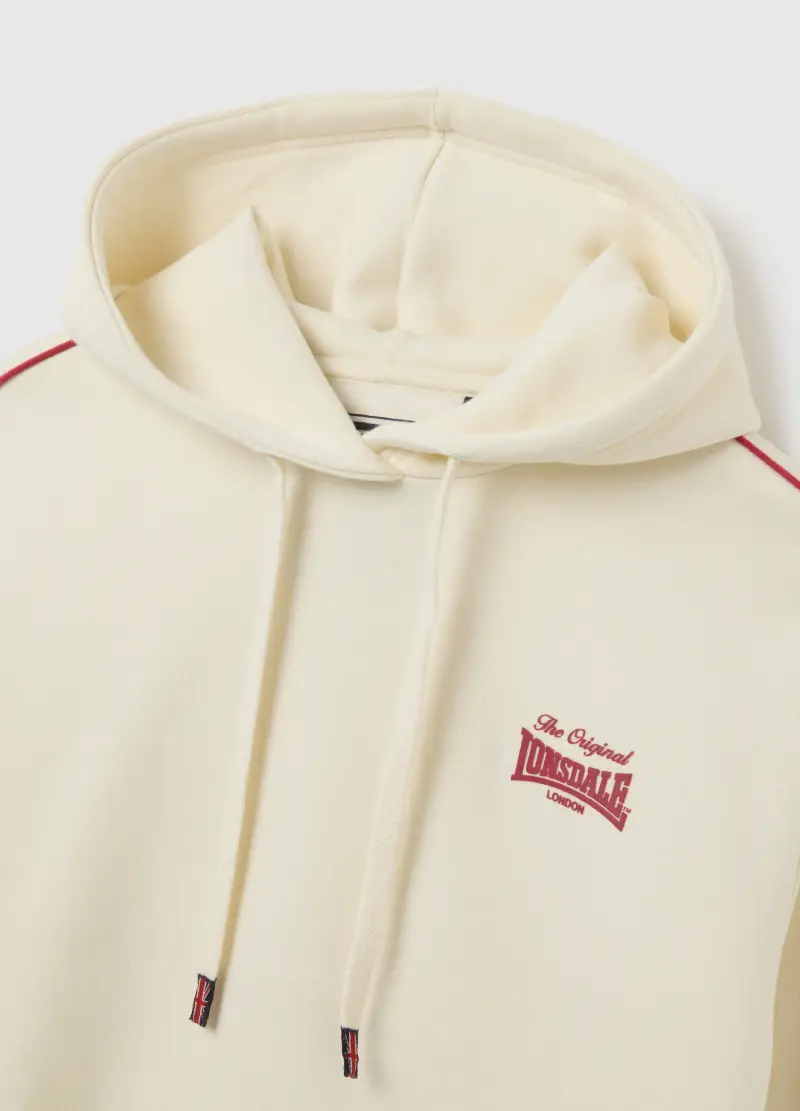 Felpa Con Cappuccio In Misto Cotone Beige, Unisex, Beige miniatura 2