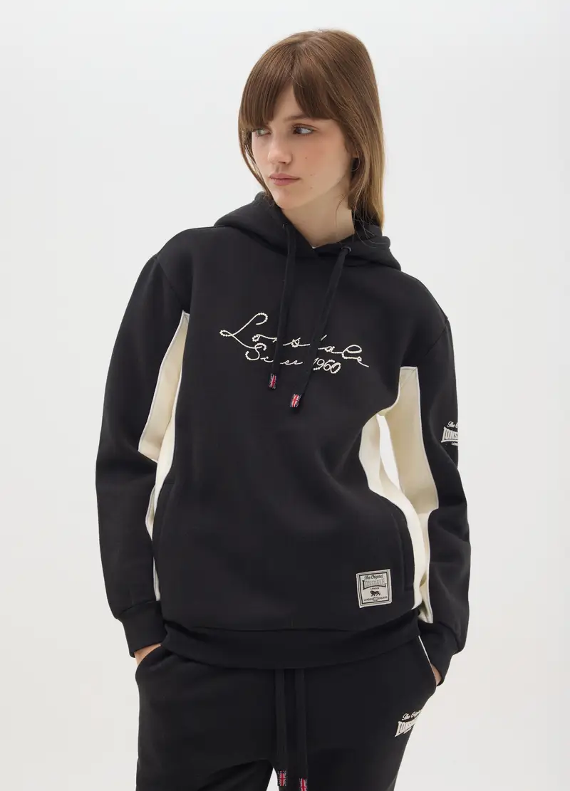 Felpa Con Cappuccio In Misto Cotone Nero, Unisex, Multicolor