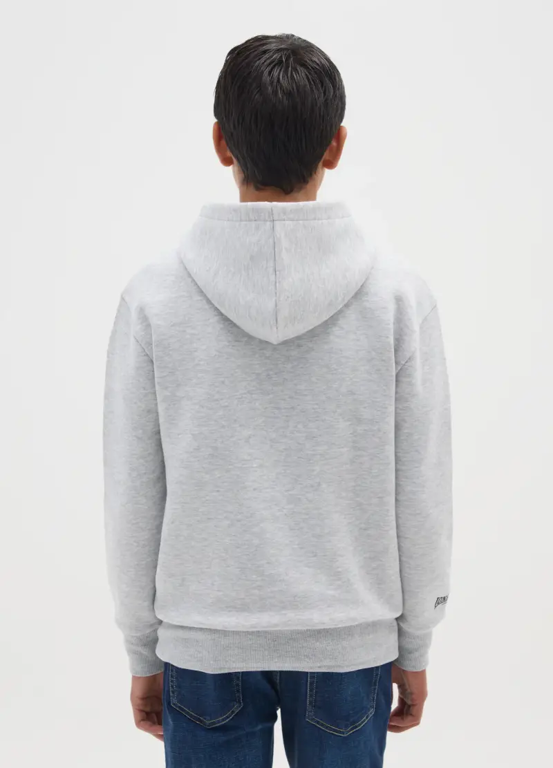 Felpa Da Bambino In Misto Cotone Grigia Regular Fit Con Cappuccio, Grigio miniatura 2