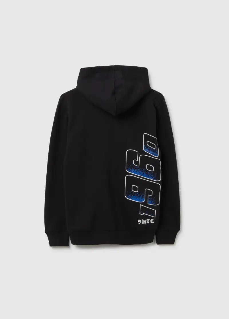 Felpa Da Bambino In Misto Cotone Nera Con Cappuccio, Unisex, Nero miniatura 2