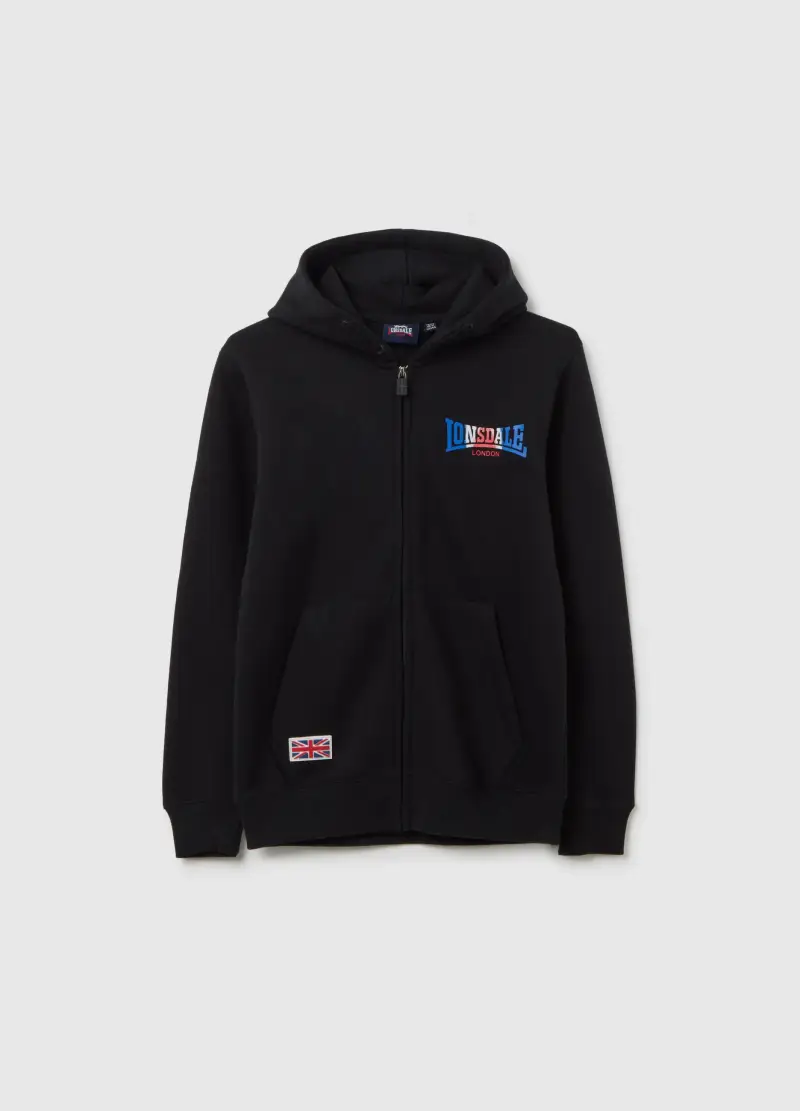 Felpa Da Bambino In Misto Cotone Nera Con Cappuccio, Unisex, Nero