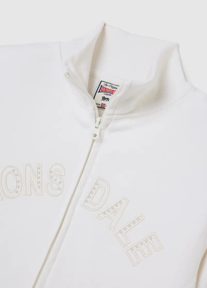 Felpa In Misto Cotone Bianca Regular Fit Con Logo E Glitter, Donna, Bianco miniatura 2