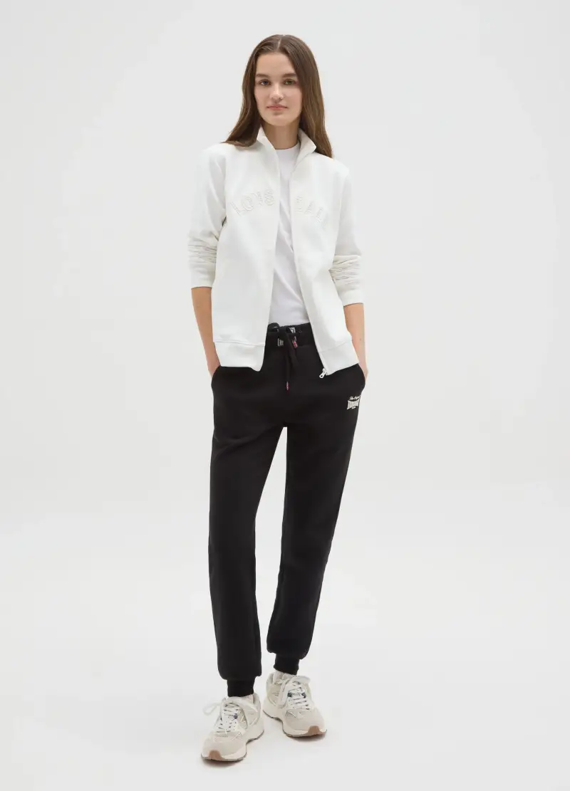 Felpa In Misto Cotone Bianca Regular Fit Con Logo E Glitter, Donna, Bianco