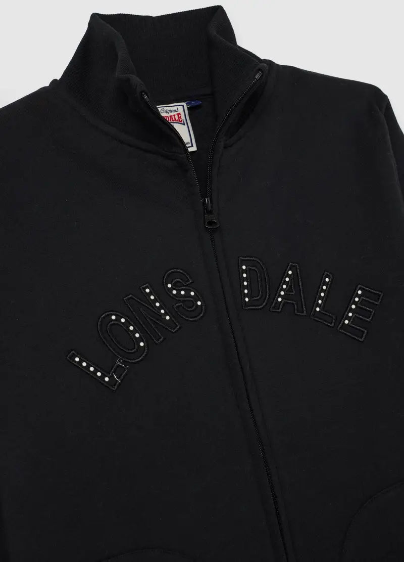 Felpa In Misto Cotone Nera Regular Fit Con Logo E Glitter, Donna, Nero miniatura 2