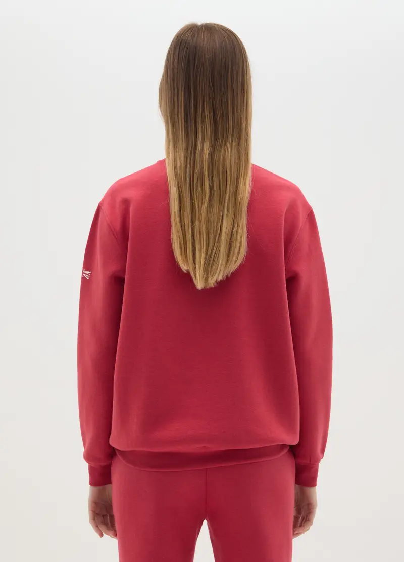 Felpa In Misto Cotone Rossa Con Stampa, Donna, Rosso miniatura 2