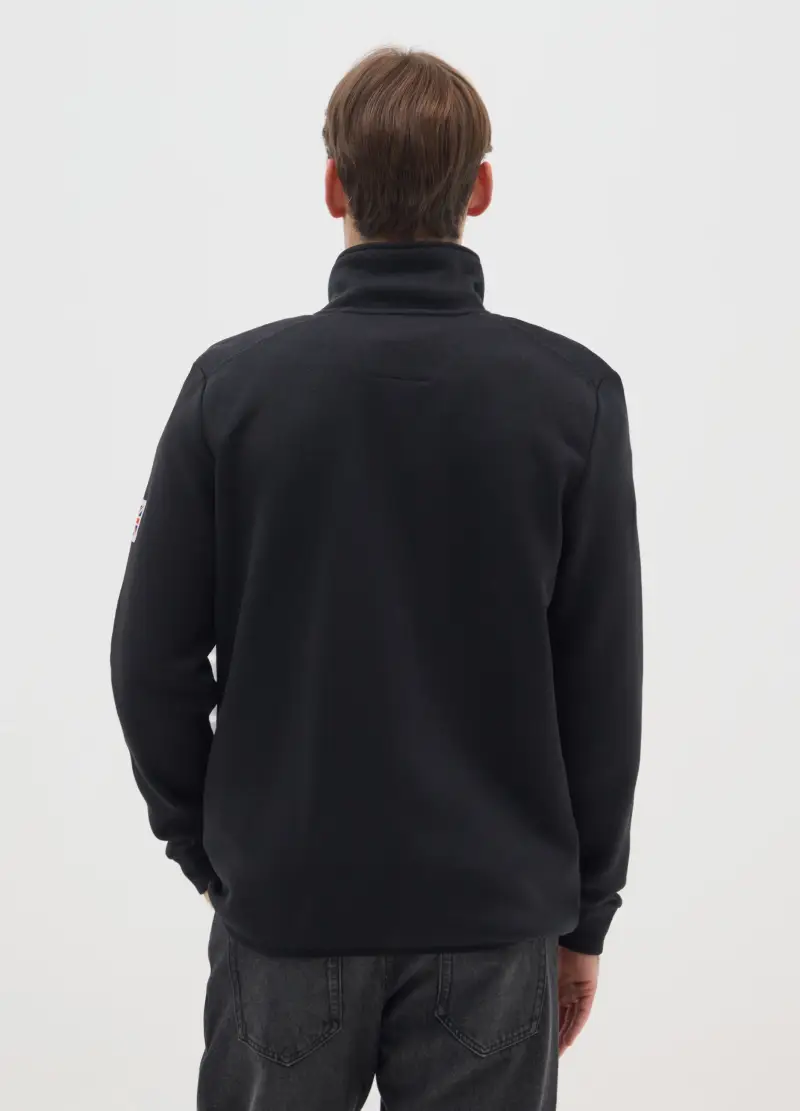 Felpa Nera Con Full Zip, Uomo, Nero miniatura 3