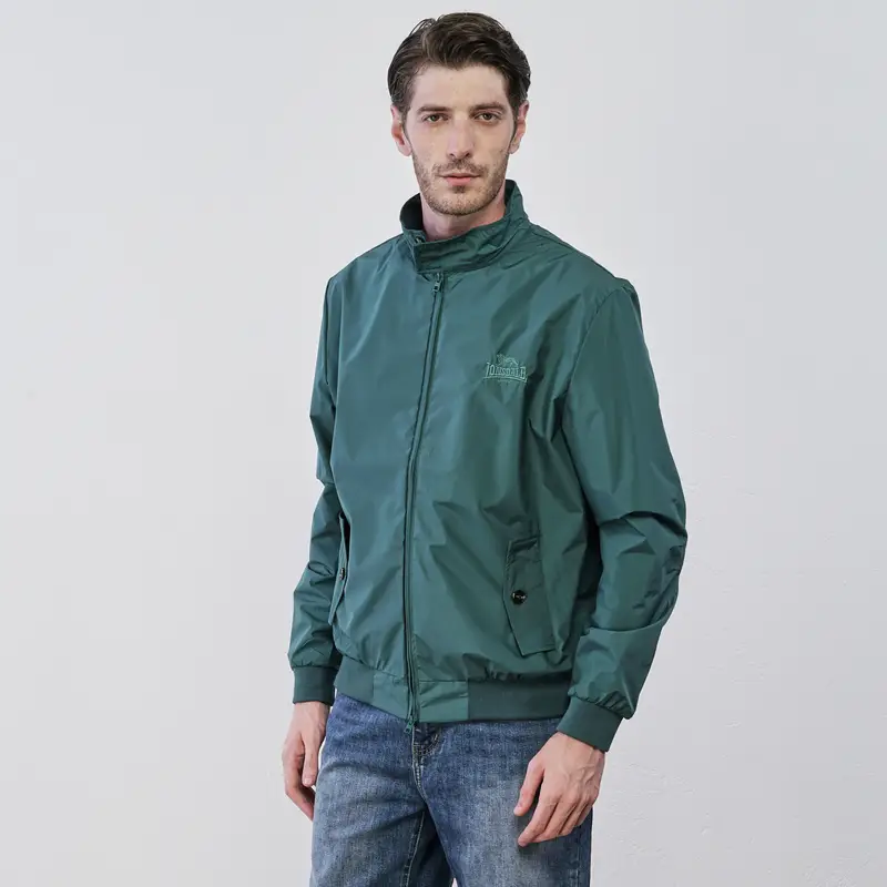 Giacca verde leggera da uomo con zip