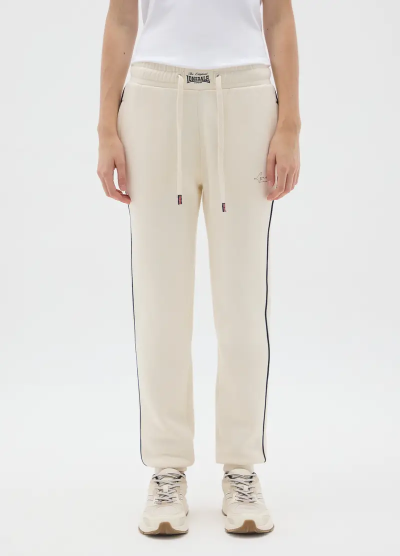 Pantaloni In Misto Cotone Beige Regular Fit, Donna, Beige miniatura 2