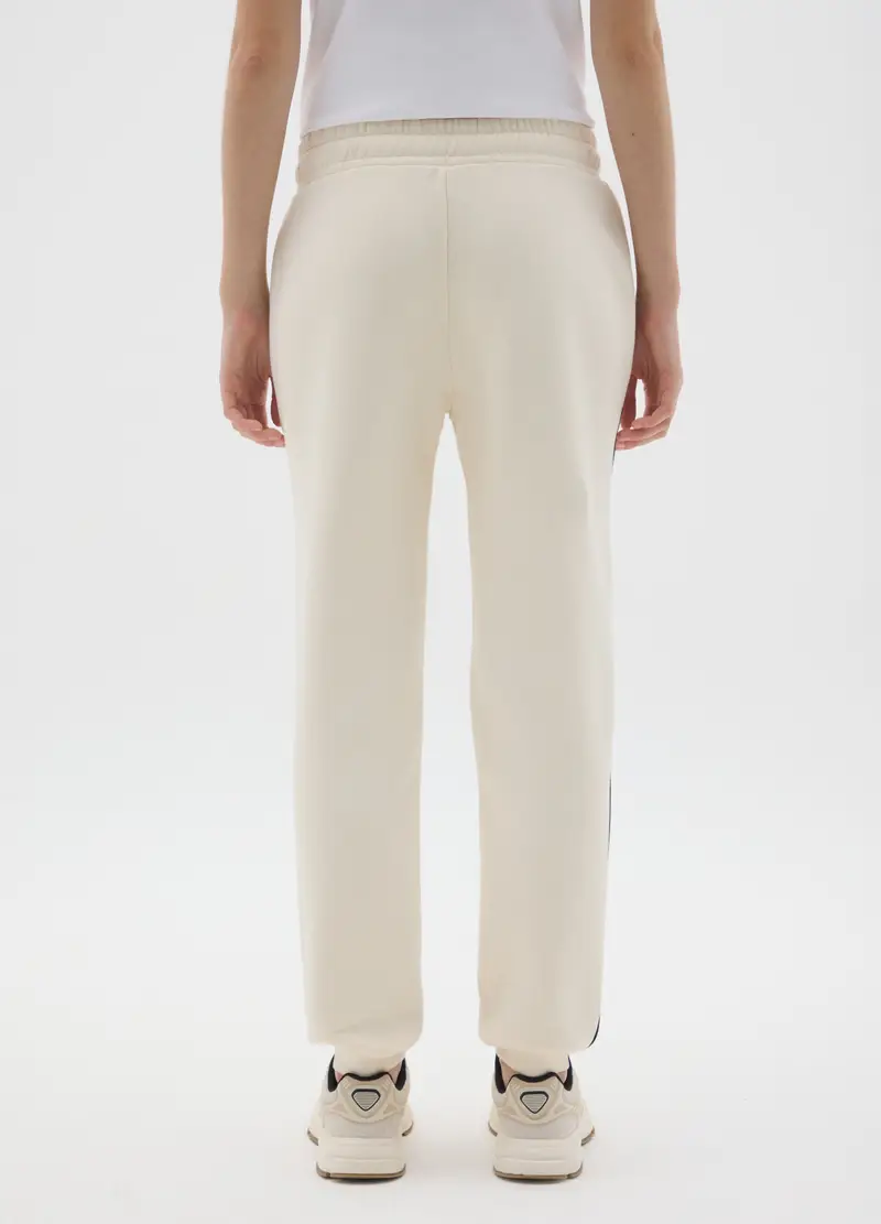 Pantaloni In Misto Cotone Beige Regular Fit, Donna, Beige miniatura 3